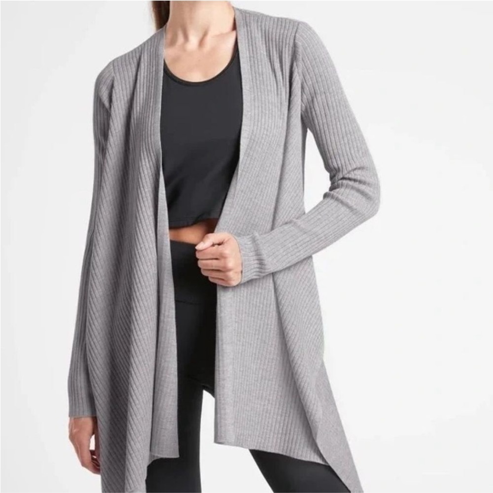 Athleta Solstice Wrap Open Front Grey Heather Cardigan